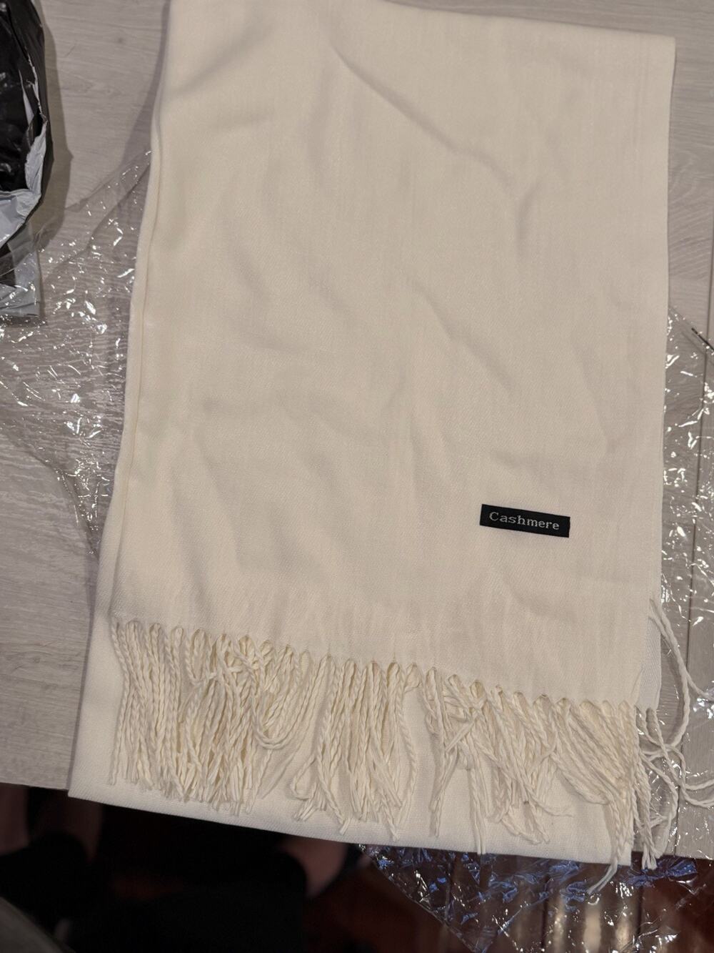 F&G Cashmere Scarf Cream Unisex Soft Winter Luxury Wrap Shawl